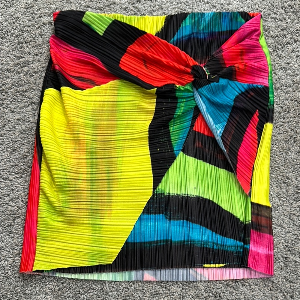 Colorful Abstract Pleated Skirt